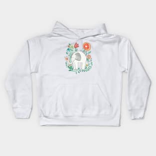 Elephant Among Flowers Kids Hoodie